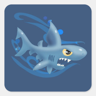 Geweldige Cartoon Shark Vierkante Sticker