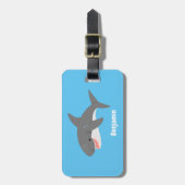 Geweldige cartoon voor witte haai bagagelabel (Voorkant verticaal)