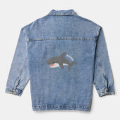 Geweldige cartoon voor witte haai denim jacket (Achterkant)