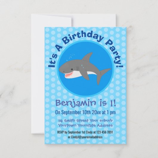 Geweldige cartoon voor witte haai kaart (Voorkant)