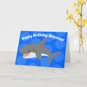 Geweldige cartoon voor witte haai kaart (Gele Bloem)