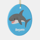 Geweldige cartoon voor witte haai keramisch ornament (Rechts)