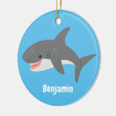 Geweldige cartoon voor witte haai keramisch ornament (Links)