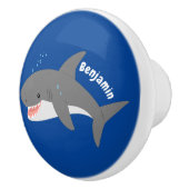 Geweldige cartoon voor witte haai keramische knop (Rechts)