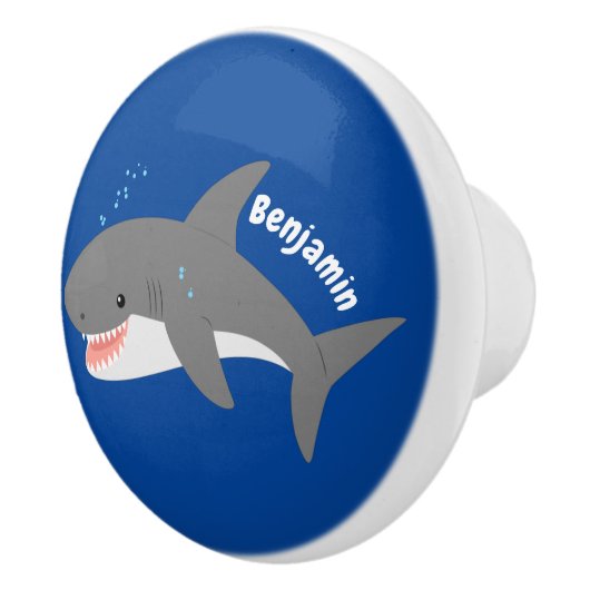 Geweldige cartoon voor witte haai keramische knop (Rechts)