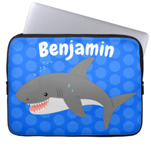 Geweldige cartoon voor witte haai laptop sleeve