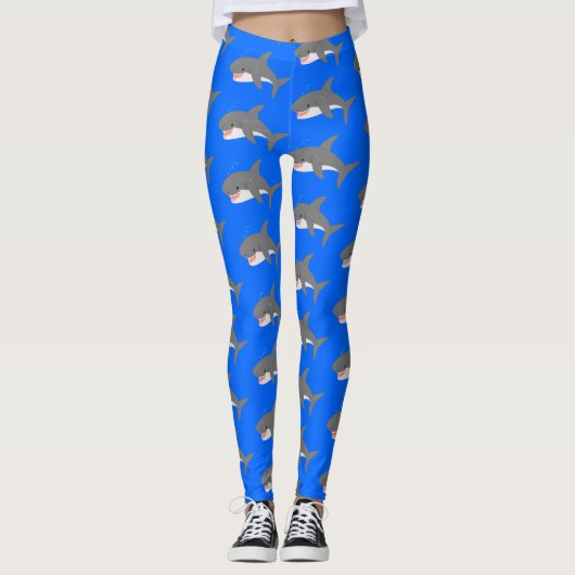 Geweldige cartoon voor witte haai leggings (Voorkant)