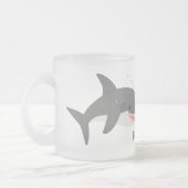 Geweldige cartoon voor witte haai matglas koffiemok (Links)