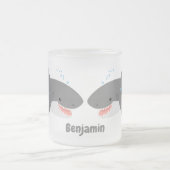 Geweldige cartoon voor witte haai matglas koffiemok (Center)