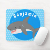 Geweldige cartoon voor witte haai muismat (Met muis)