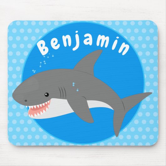 Geweldige cartoon voor witte haai muismat (Voorkant)