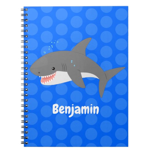 Geweldige cartoon voor witte haai notitieboek (Voorkant)