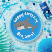 Geweldige cartoon voor witte haai papieren bordje (Feest)