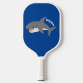 Geweldige cartoon voor witte haai pickleball paddle (Achterkant)