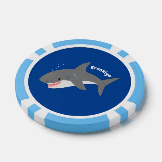 Geweldige cartoon voor witte haai poker chips (Enkel)
