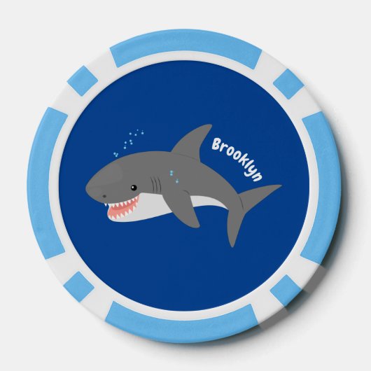 Geweldige cartoon voor witte haai poker chips (Achterkant)