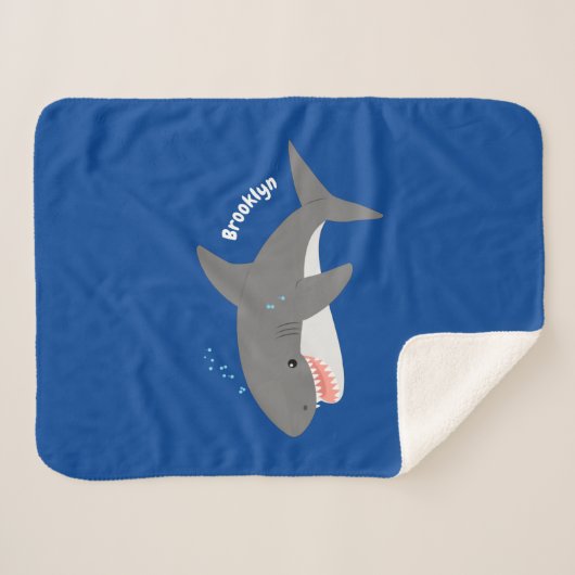 Geweldige cartoon voor witte haai sherpa deken (Voorkant (horizontaal))