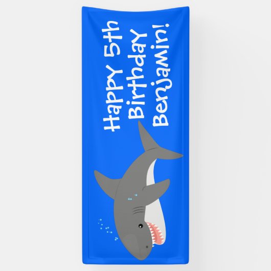 Geweldige cartoon voor witte haai spandoek (Verticaal)