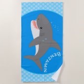 Geweldige cartoon voor witte haai strandlaken (Voorkant)