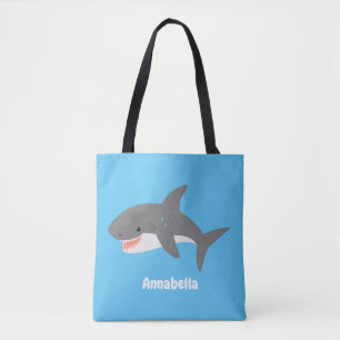 Geweldige cartoon voor witte haai tote bag