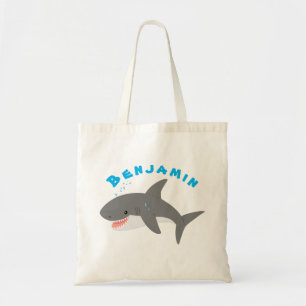 Geweldige cartoon voor witte haai tote bag