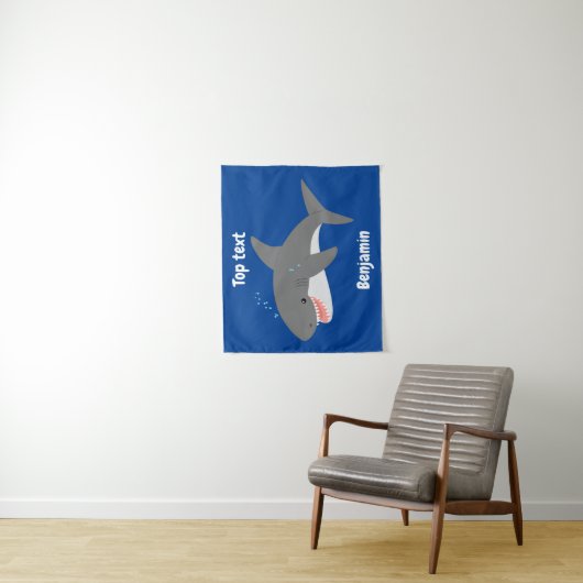 Geweldige cartoon voor witte haai wandkleed (In situ)