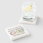 Geweldige Chef Gifts | Beste Chef Ever Funny Gift Stenen Onderzetter (Zijkant)