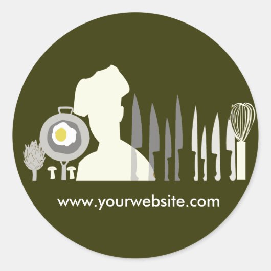 Geweldige chef-kok kookset ronde sticker (Voorkant)