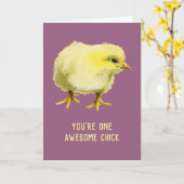 Geweldige Chick Funny Baby Kip Verjaardag Kaart (Gele Bloem)