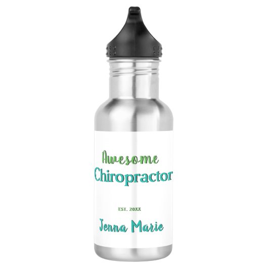 Geweldige Chiropractor Groene Blauwgroen Tekst Waterfles (Rechts)
