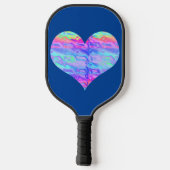 Geweldige Chroom Metallic Neon Rainbow Heart Pickleball Paddle (Achterkant)
