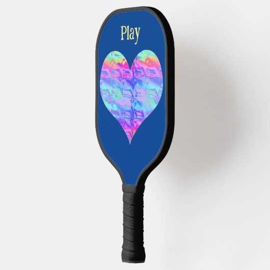 Geweldige Chroom Metallic Neon Rainbow Heart Pickleball Paddle (Links)
