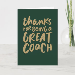 Geweldige coach groen goud leuk bedankt kaart