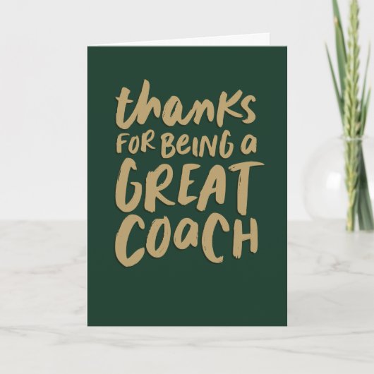Geweldige coach groen goud leuk bedankt kaart (Voorkant)
