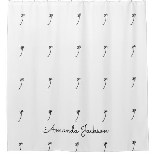 Geweldige Coastal Coconut Tree Patroon wit Douchegordijn (Voorkant)