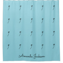 Geweldige Coastal Coconut Tree Patroon wit Douchegordijn