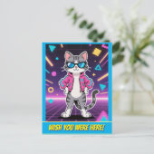 Geweldige Cool Retro Gamer Cat Briefkaart (Staand voorkant)
