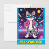 Geweldige Cool Retro Gamer Cat Briefkaart (Voorkant / Achterkant)