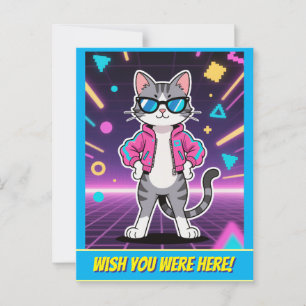 Geweldige Cool Retro Gamer Cat Briefkaart