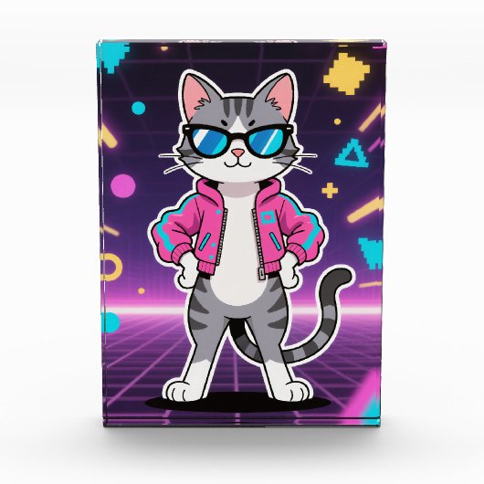 Geweldige Cool Retro Gamer Cat Fotoblokken (Voorkant)