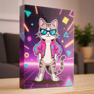 Geweldige Cool Retro Gamer Cat Fotoblokken