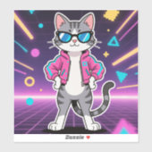 Geweldige Cool Retro Gamer Cat Full Afbeelding Sticker (Vel)