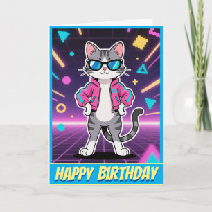 Geweldige Cool Retro Gamer Cat Kaart