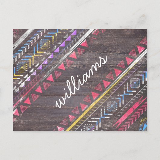 Geweldige Cool trendy Aztec tribal Andes wood Briefkaart (Voorkant)