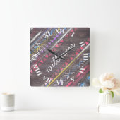 Geweldige Cool trendy Aztec tribal Andes wood Vierkante Klok (Huis)