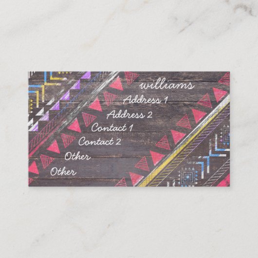 Geweldige Cool trendy Aztec tribal Andes wood Visitekaartje (Voorkant)