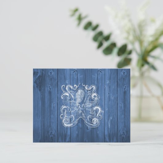 geweldige coole Antiek werking witte octopus Briefkaart (Staand voorkant)