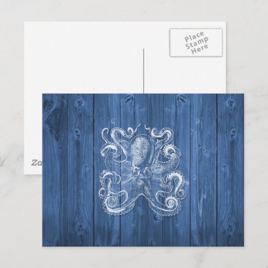 geweldige coole Antiek werking witte octopus Briefkaart (Voorkant / Achterkant)