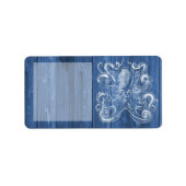 geweldige coole Antiek werking witte octopus Etiket (Voorkant)
