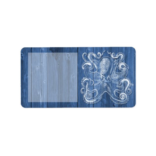 geweldige coole Antiek werking witte octopus Etiket (Voorkant)